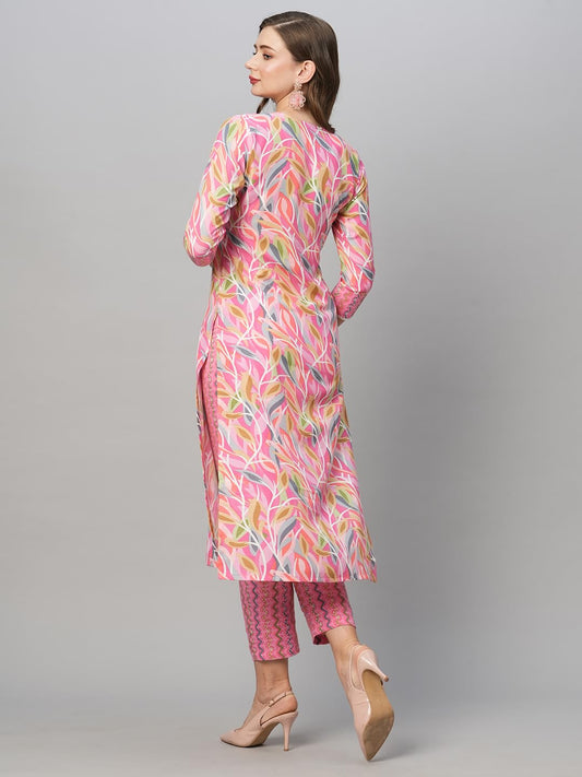 GoSriKi Women's Cotton Blend Floral Straight
