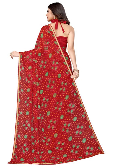 SIRIL Women's Chiffon Printed Saree with Blouse Piece