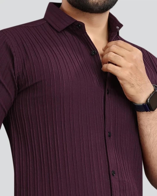 FABDECK Men's Textured Cotton Short Sleeve Shirt