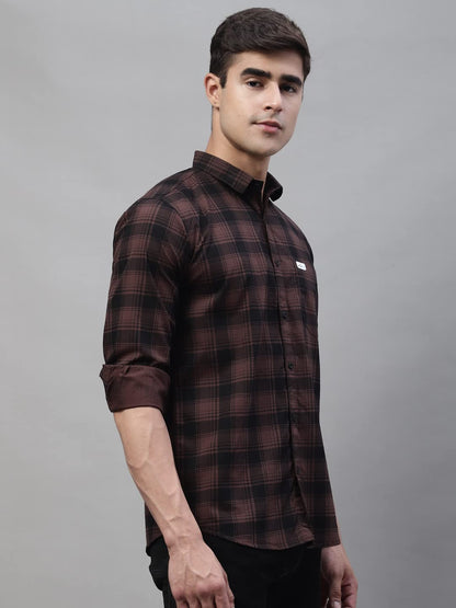 Majestic Man Cotton Checkered Slim Fit Casual Shirt