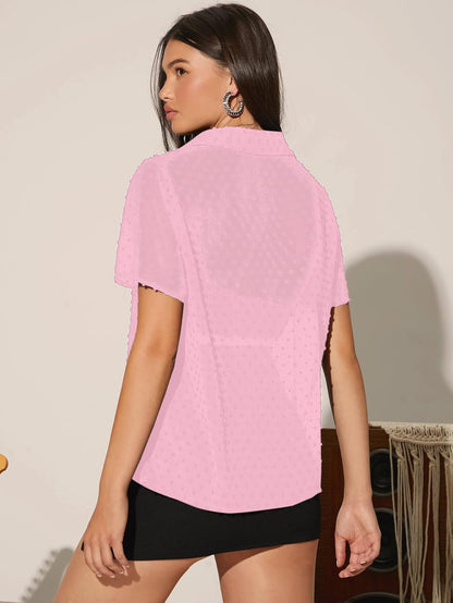 Aahwan Women's & Girls' Solid Semi-Sheer Oversized Fit Shirt