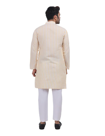 A F COLLECTION STORE Men's Khadi Cotton Striped Casual Long Kurta | Long Sleeves for Men | Regular Fit Cotton Stripedd Long Kurta