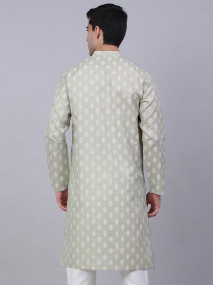 Jompers Men's Cotton Floral Printed Kurta