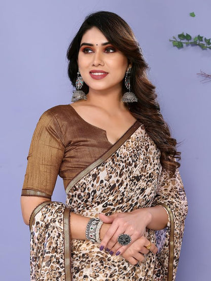 Women's Lace & Printed Chiffon Saree