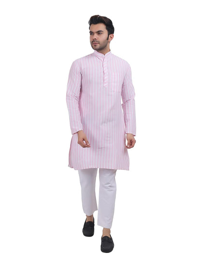 A F COLLECTION STORE Men's Khadi Cotton Striped Casual Long Kurta | Long Sleeves for Men | Regular Fit Cotton Stripedd Long Kurta