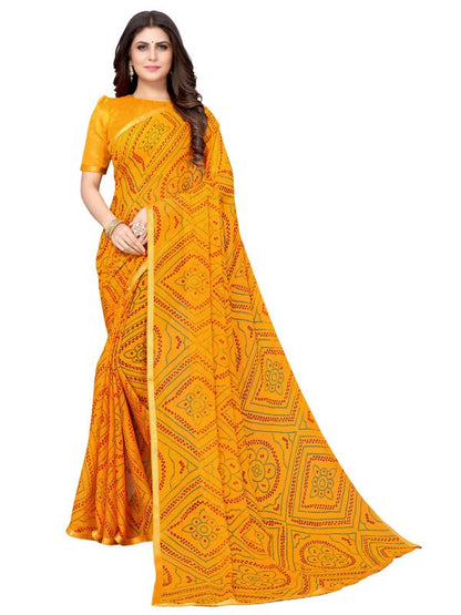 SIRIL Women's Chiffon Printed Saree with Blouse Piece