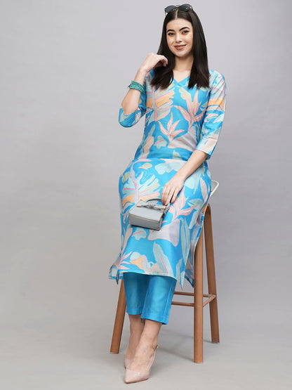 ANNI DESIGNER Women's Chanderi Straight Printed