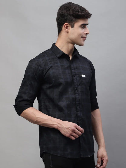 Majestic Man Cotton Checkered Slim Fit Casual Shirt