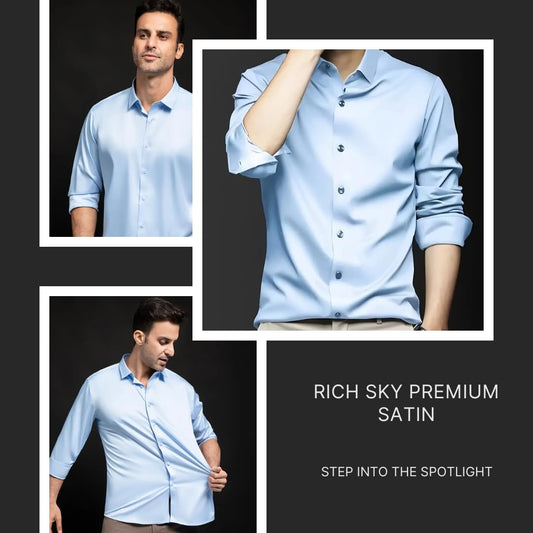 IndoPrimo Men's Stylish Solid Satin Casual Shirt