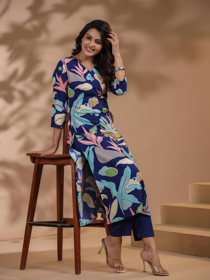 ANNI DESIGNER Women's Chanderi Straight Printed