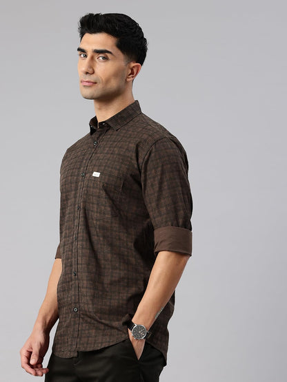 Majestic Man Cotton Checkered Slim Fit Casual Shirt