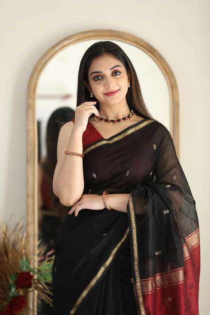 Women’s Printed Banarasi Cotton Silk Saree