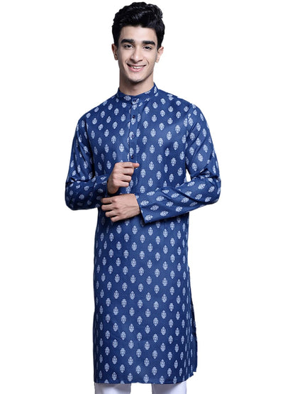 Jompers Men's Cotton Floral Printed Kurta