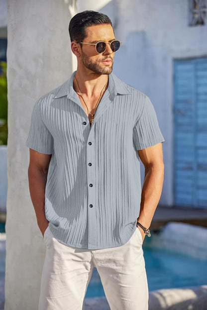 Mehrang Men's Casual Button Down Shirts Short Sleev