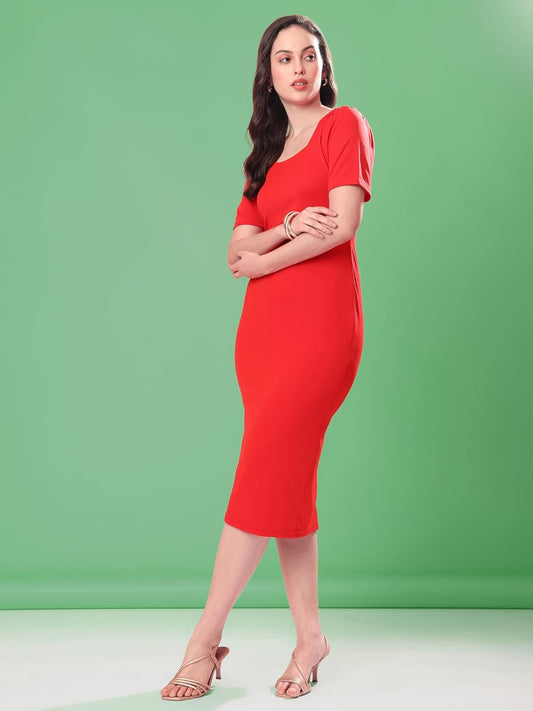 PURVAJA Women’s Bodycon Knee Length Dress (Bely-005-010)