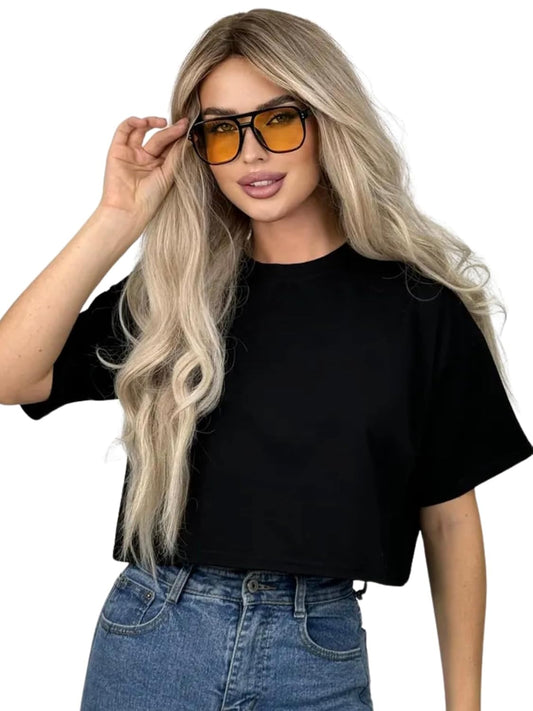 Pennywears.Co Women's & Girls Loose Fit Crop Tops/T-Shirt I Stylish Western N Casual Wear I Half Sleeves for Summer N Style with Jeans, Skirts Etc