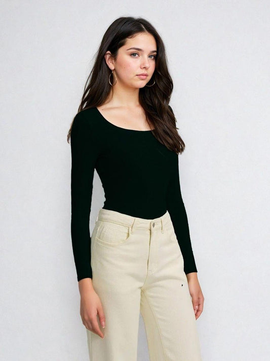KOTTY Women's Slim Fit Long Sleeve Ribbed T-Shirt Stylish||Comfortable