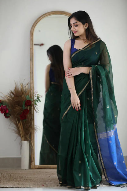 Women’s Printed Banarasi Cotton Silk Saree