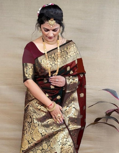 Sugathari Women's Banarasi Saree Pure Kanjivaram Silk Saree