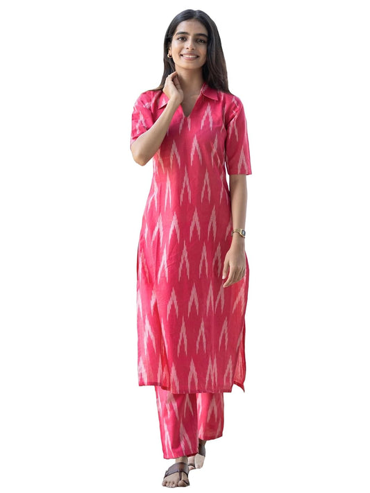 Rayon Viscose Straight Ikkat Printed Kurta with Pant