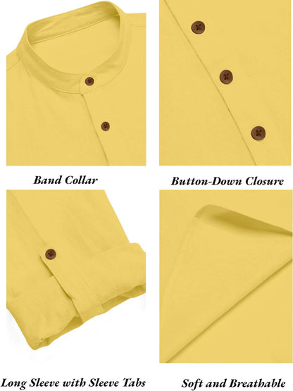 Zombom Men's Cotton Blend Mandarin Collar Self