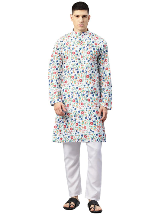 Luxrio Printed Kurta for Men Cotton Blend Linen