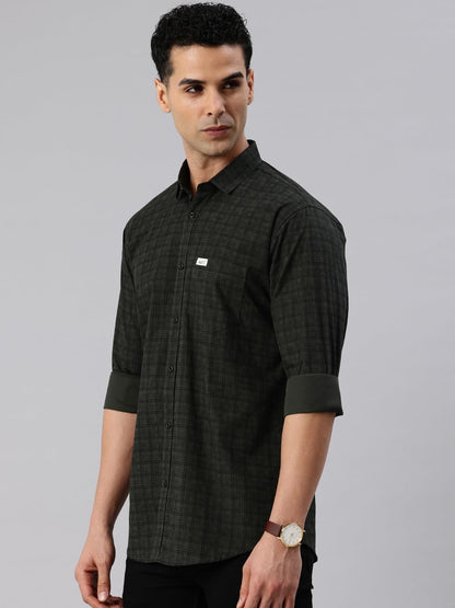 Majestic Man Cotton Checkered Slim Fit Casual Shirt