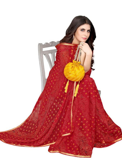 SIRIL Women's Chiffon Printed Saree with Blouse Piece