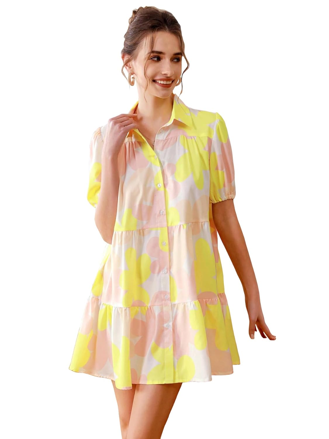 Shasmi Women's Green Flower Print Short Sleeve