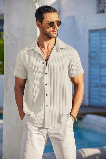 Mehrang Men's Casual Button Down Shirts Short Sleev
