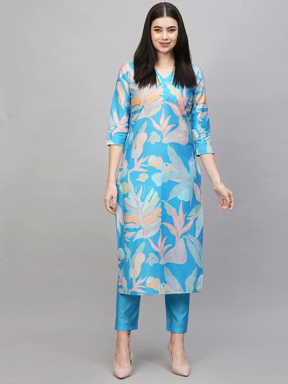 ANNI DESIGNER Women's Chanderi Straight Printed