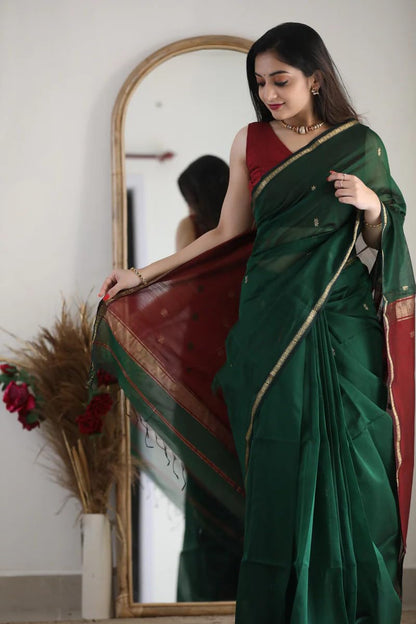 Women’s Printed Banarasi Cotton Silk Saree