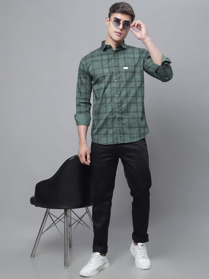Majestic Man Cotton Checkered Slim Fit Casual Shirt