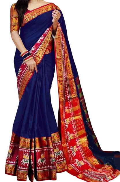 Women Cotton Silk Saree with unstitched blouse
