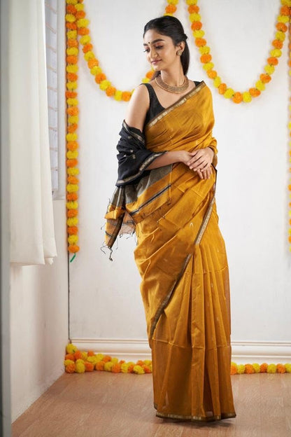 Women’s Printed Banarasi Cotton Silk Saree