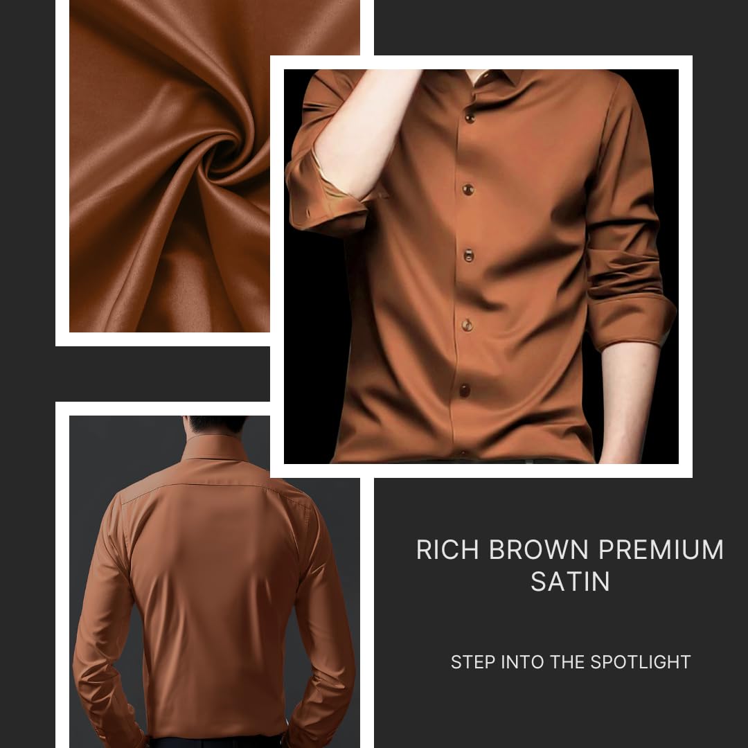 IndoPrimo Men's Stylish Solid Satin Casual Shirt