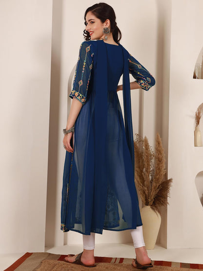 EthnicJunction Women's Georgette Embroidered