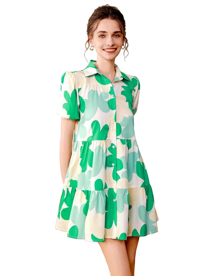 Shasmi Women's Green Flower Print Short Sleeve