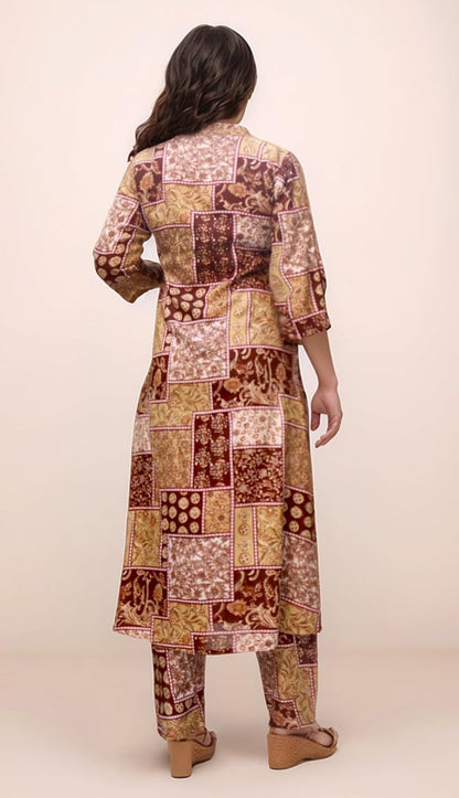 Women's Cotton Blend Floral Printed A-line Kurta