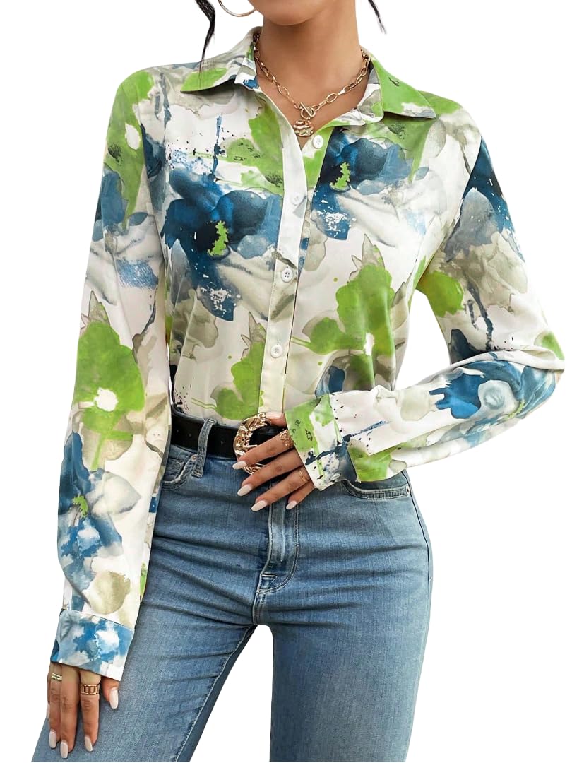KATECLO Women's Full Sleeve Floral Print Shirt
