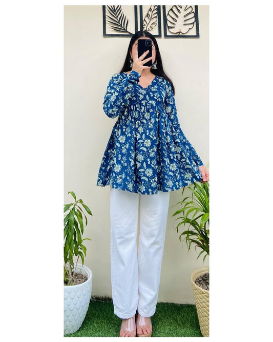 Women's Floral Print Reyon Peplum Top