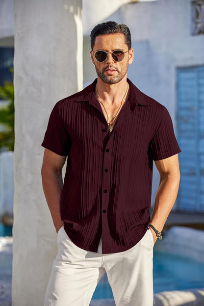 Mehrang Men's Casual Button Down Shirts Short Sleev