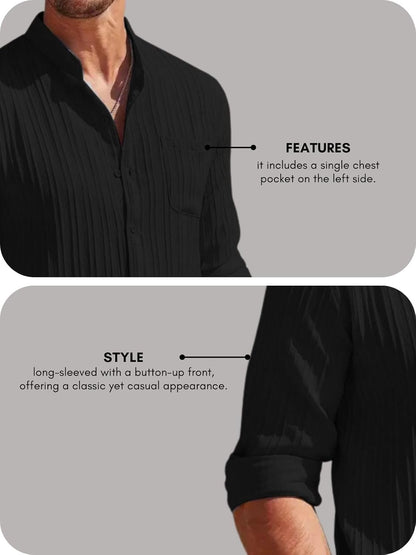 Leriya Fashion Casual Textured Button Down Regular Fit