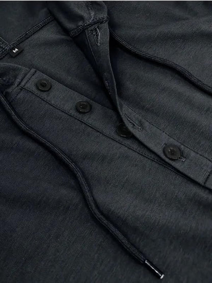 LLL FASHION Men's Slim-Fit Stretch Hooded Henley