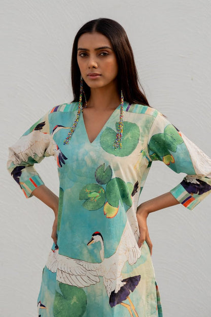 GoSriKi Women's Cotton Blend Kurta & Palazzo