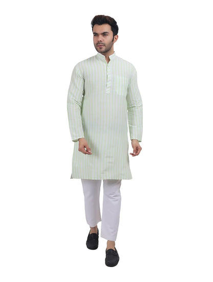 A F COLLECTION STORE Men's Khadi Cotton Striped Casual Long Kurta | Long Sleeves for Men | Regular Fit Cotton Stripedd Long Kurta