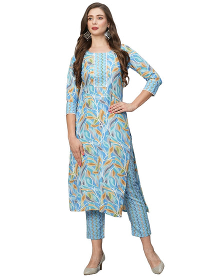 GoSriKi Women's Cotton Blend Floral Straight