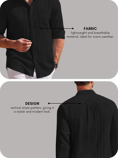 Leriya Fashion Casual Textured Button Down Regular Fit