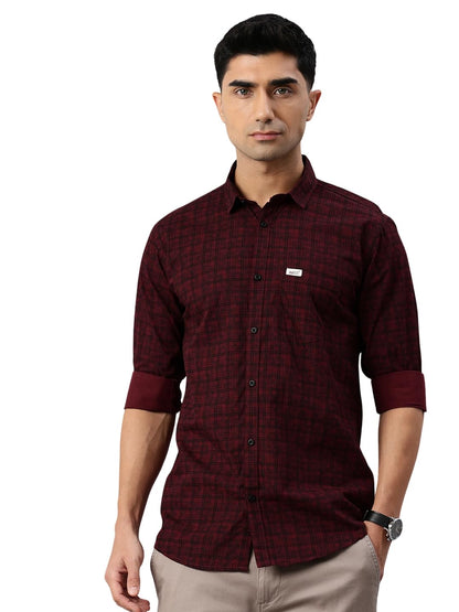 Majestic Man Cotton Checkered Slim Fit Casual Shirt