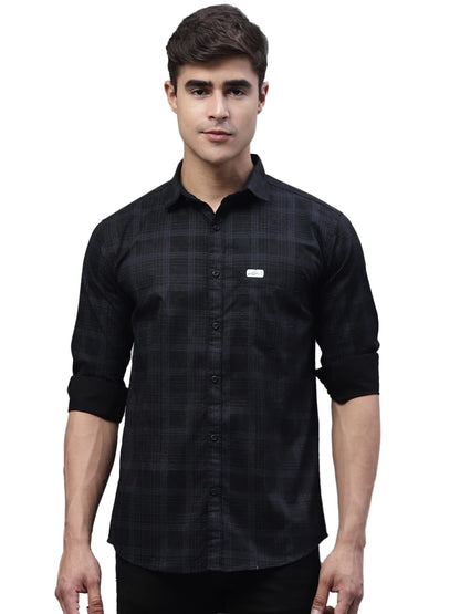Majestic Man Cotton Checkered Slim Fit Casual Shirt